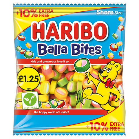 HARIBO Balla Bites Chewy Sweets Sharing Bag 154g (Pack of 12)