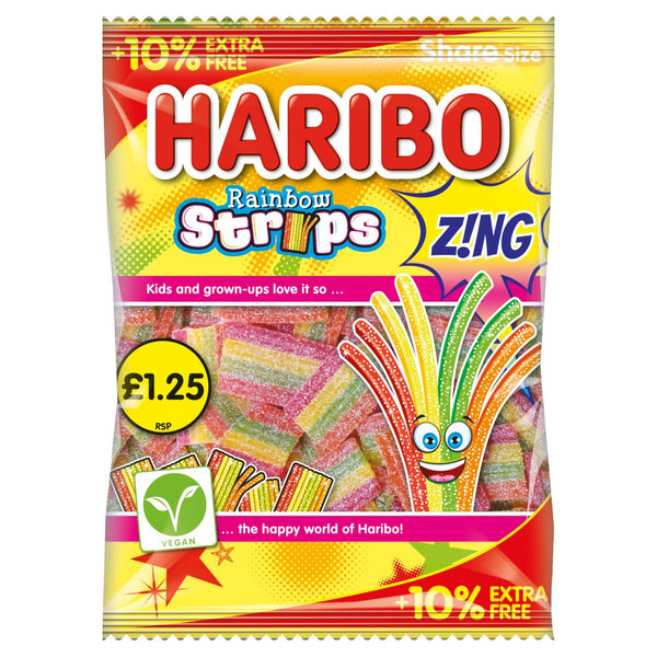 HARIBO Rainbox Strips Z!ng Sharing Bag 143g (Pack of 12)