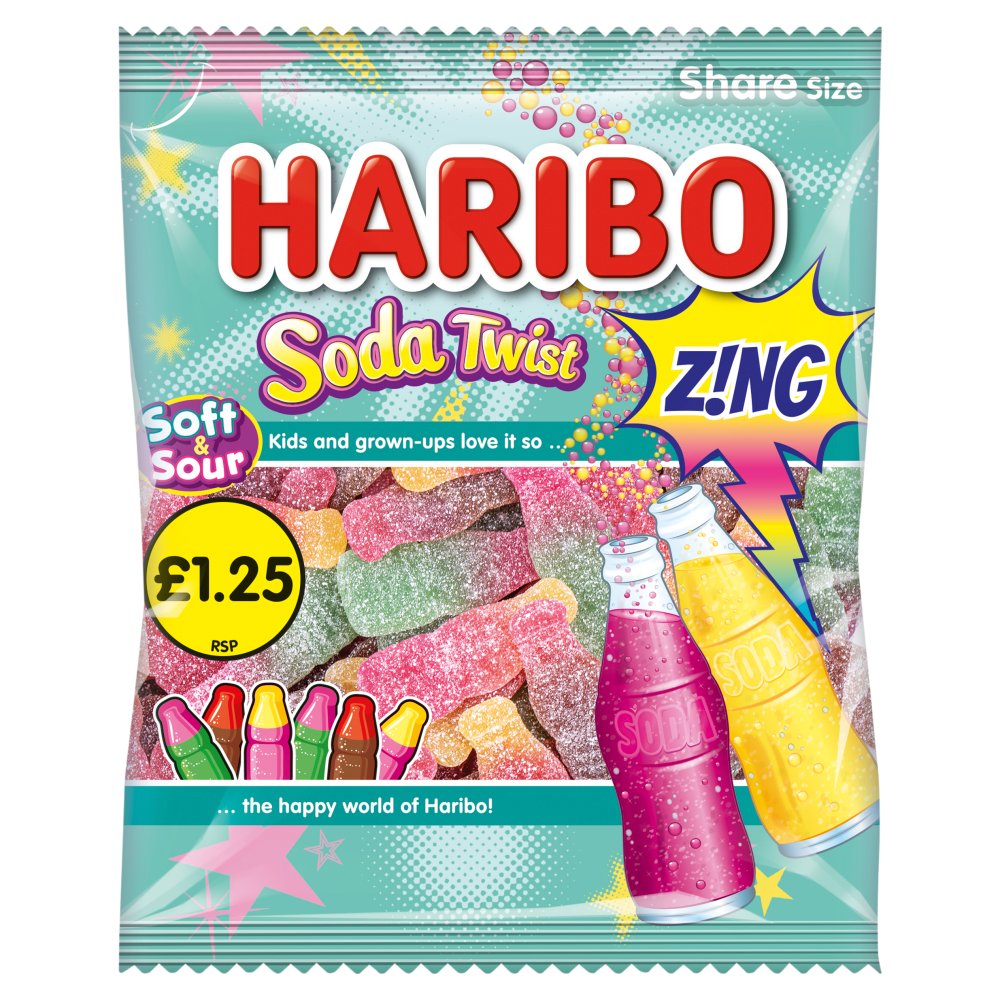 HARIBO Soft & Sour Soda Twist 140g (Pack of 12)