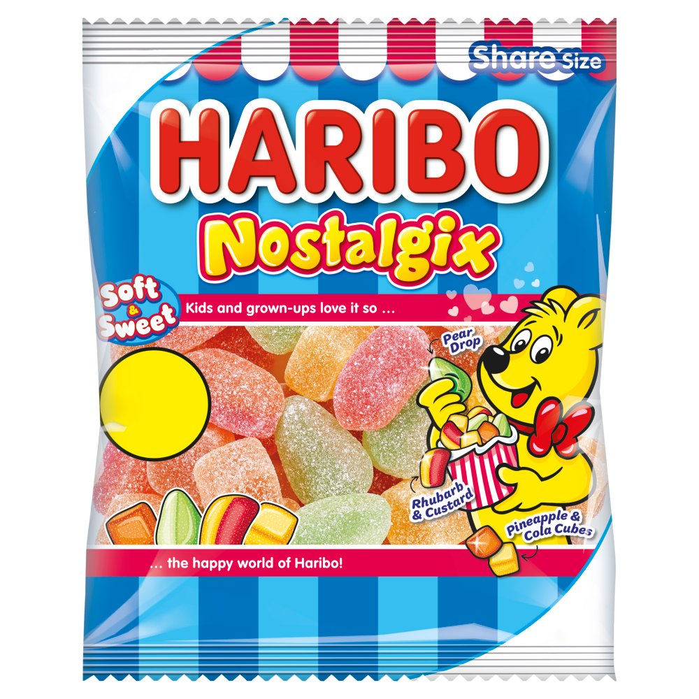 HARIBO Nostalgix Sugar Coated Fruit & Cola Flavour Jelly Sweets 140g (Pack of 12)