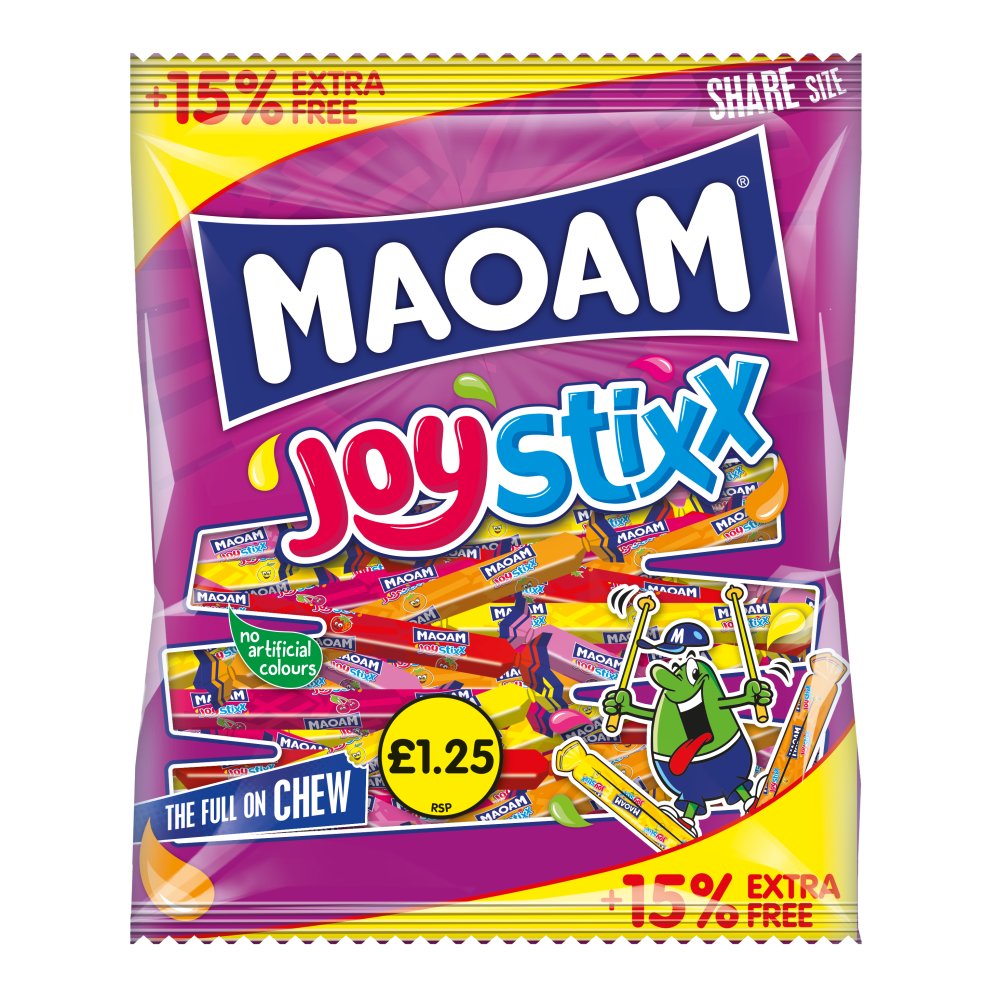 MAOAM Joystixx Fruit & Cola Flavour Chewy Sweets Sharing Bag 161g (Pack of 14)