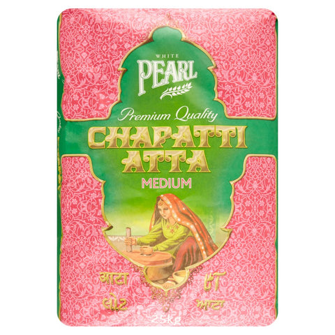 White Pearl Premium Quality Chapatti Atta Medium 25kg (Pack of 1)
