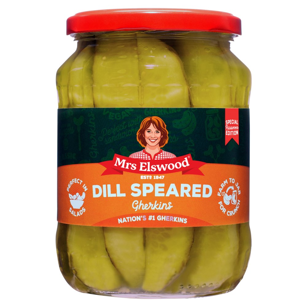 Mrs Elswood Special Passover Edition Dill Speared Gherkins 670g (Pack of 6)