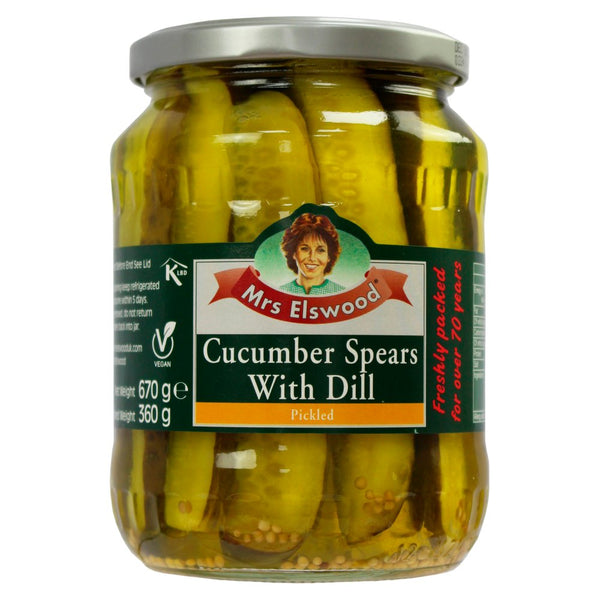 Mrs Elswood Cucumber Spears with Dill Pickled 670g (Pack of 6)