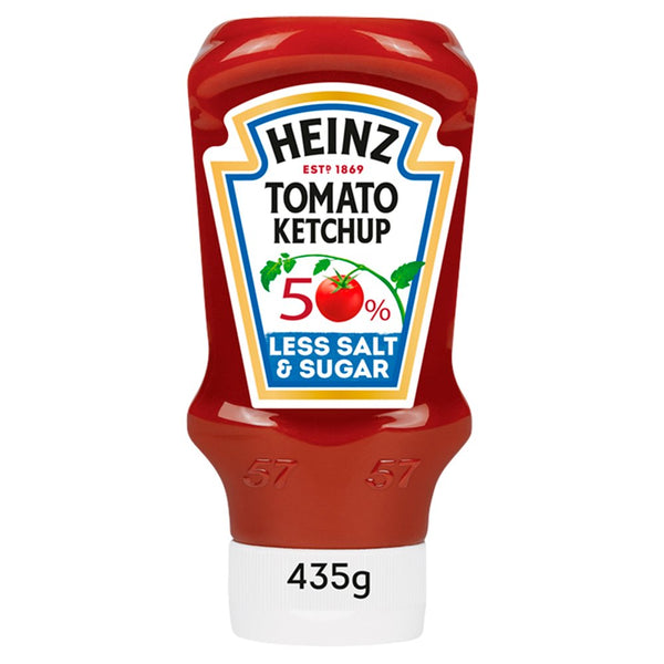 Heinz 50% Less Sugar & Salt Tomato Ketchup 400ml (Pack of 10)