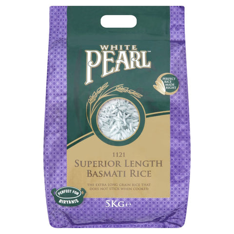 White Pearl 1121 Superior Length Basmati Rice 5kg (Pack of 1)