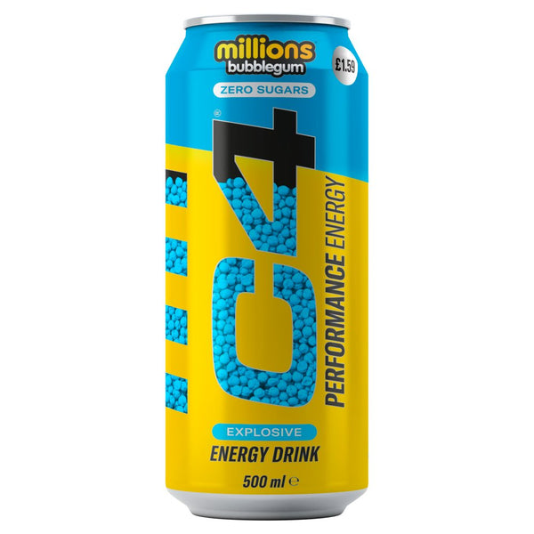 C4 Performance Energy Millions Bubblegum Energy Drink 500ml (Pack of 12)