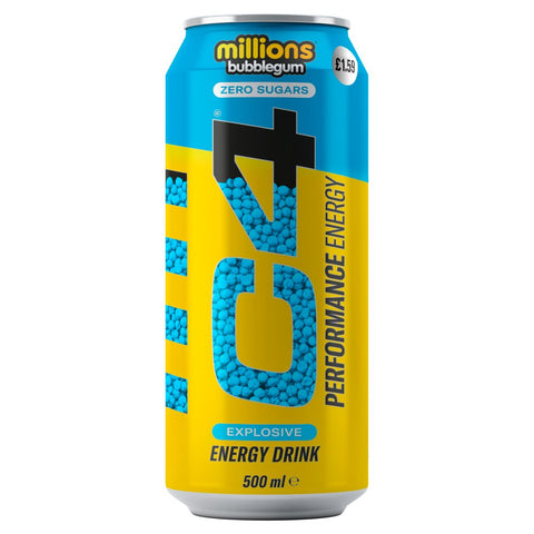C4 Performance Energy Millions Bubblegum Energy Drink 500ml (Pack of 12)