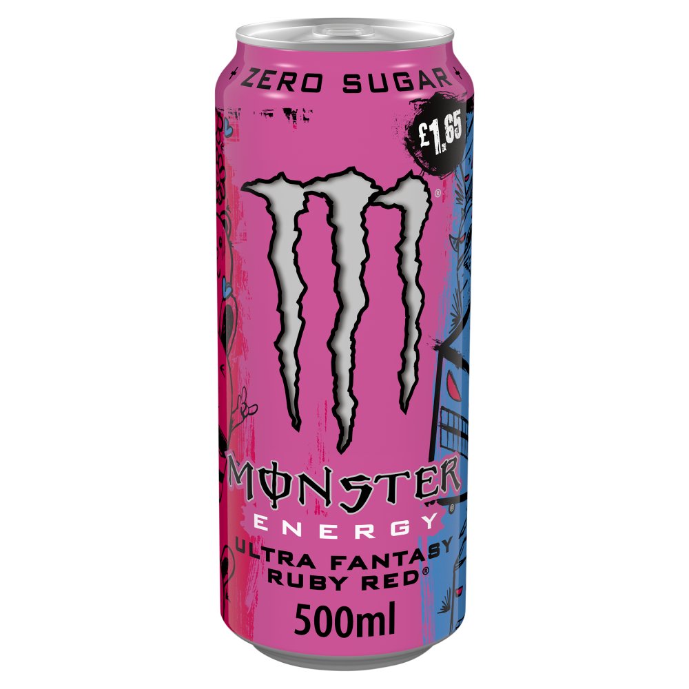 Monster Energy Drink Ultra Fantasy Ruby Red Zero Sugar 500ml (Pack of 12)