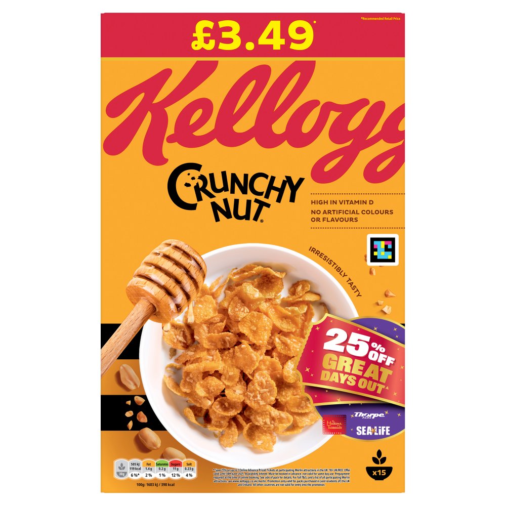 Kellogg's Crunchy Nut Breakfast Cereal 460g (pack of 9)