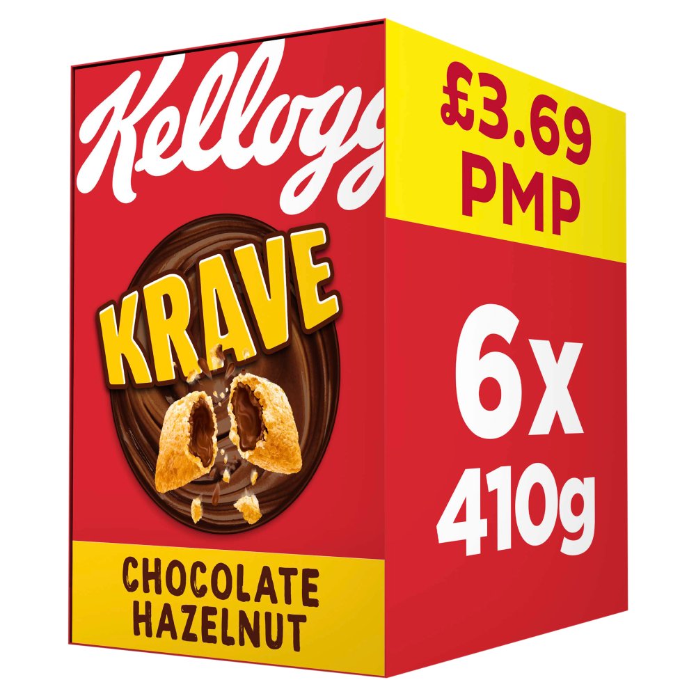 Kellogg's Krave Chocolate Hazelnut Flavour Cereal 410g (Pack of 6)