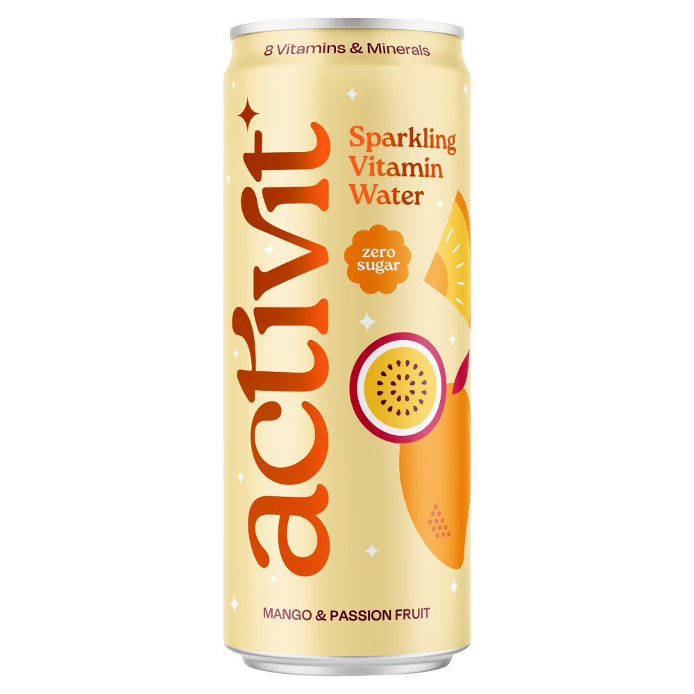 Activit Mango & Passion Fruit Sparkling Vitamin Water  330ml (Pack of 12)