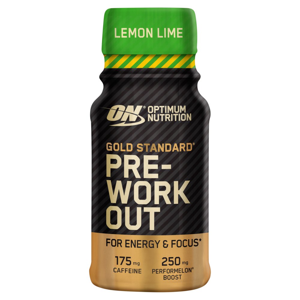 Optimum Nutrition Gold Standard Pre-Workout Energy Shot, Lemon Lime Flavour, single serve, 60ml (Pack of 12)