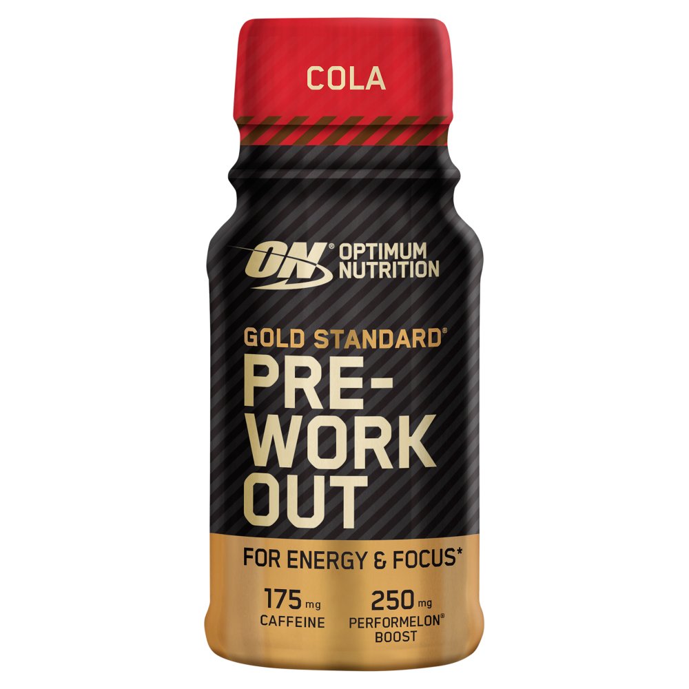 Optimum Nutrition Gold Standard Pre-Workout Energy Shot, Cola Flavour, single serve, 60ml (Pack of 12)