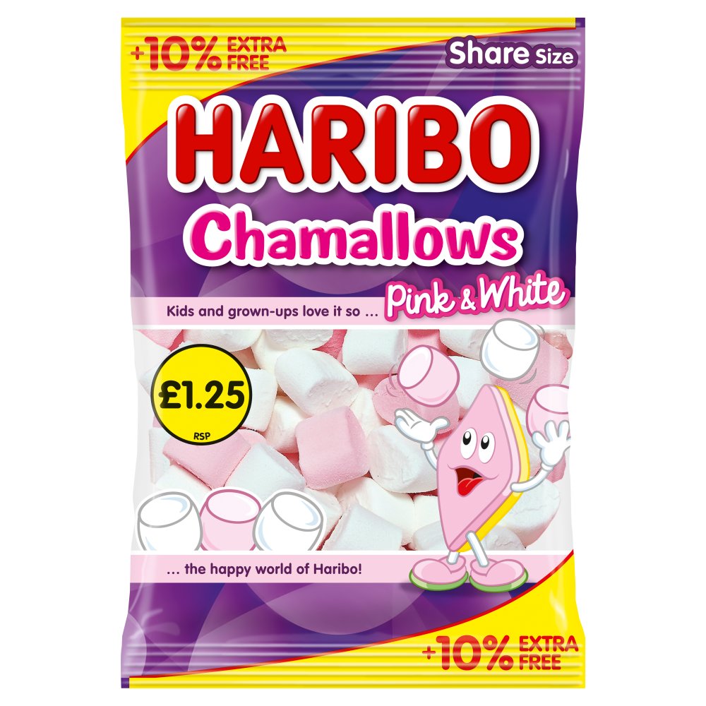 HARIBO Chamallows Pink & White Marshmallows Sharing Bag 154g (Pack of 12)