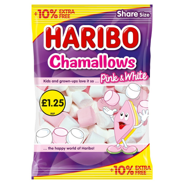 HARIBO Chamallows Pink & White Marshmallows Sharing Bag 154g (Pack of 12)