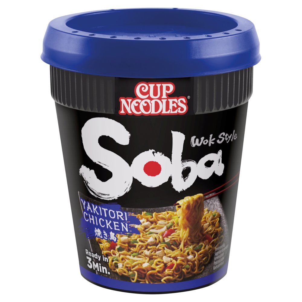 Nissin Soba Yakitori Chicken Instant Wok Style Noodles Pot 89g (Pack of 8)