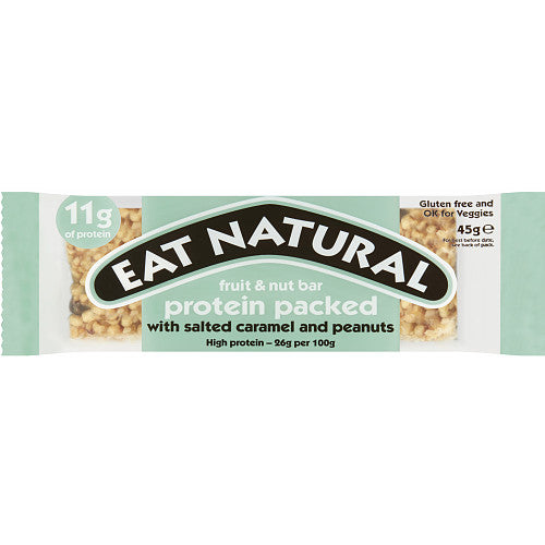 Eat Natural Fruit & Nut Bar Protein Packed with Salted Caramel and Peanuts 45g (Pack of 12)