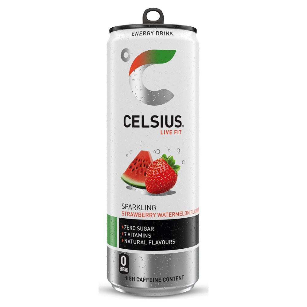 Celsius Energy Drink, Sparkling Strawberry Watermelon 355ml (Pack of 12)