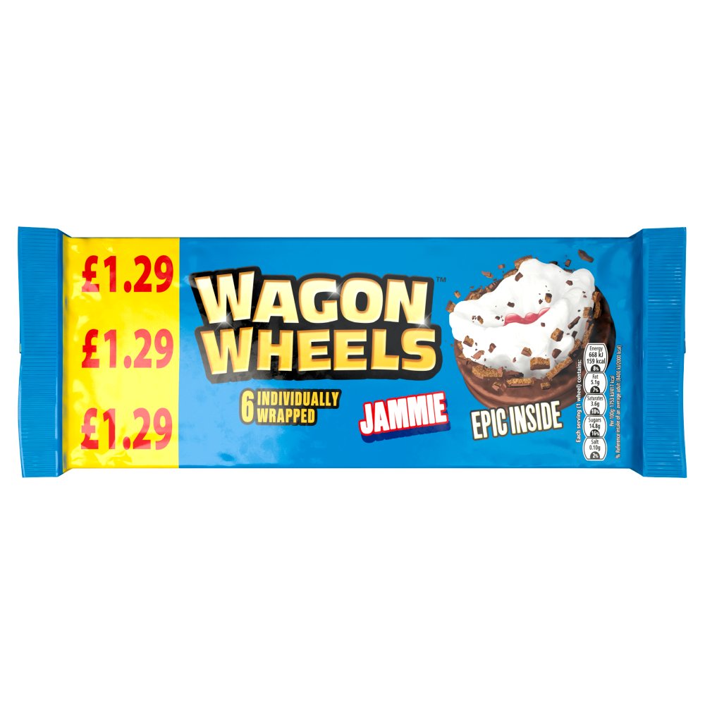 Wagon Wheels 6 Individually Wrapped Jammie 228g (Pack of 16)