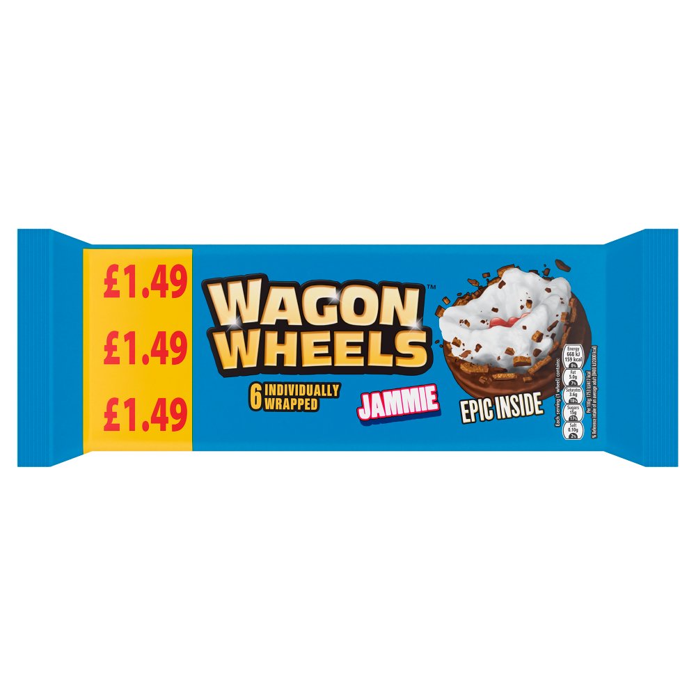Wagon Wheels 6 Individually Wrapped Jammie 228g (Pack of 16)