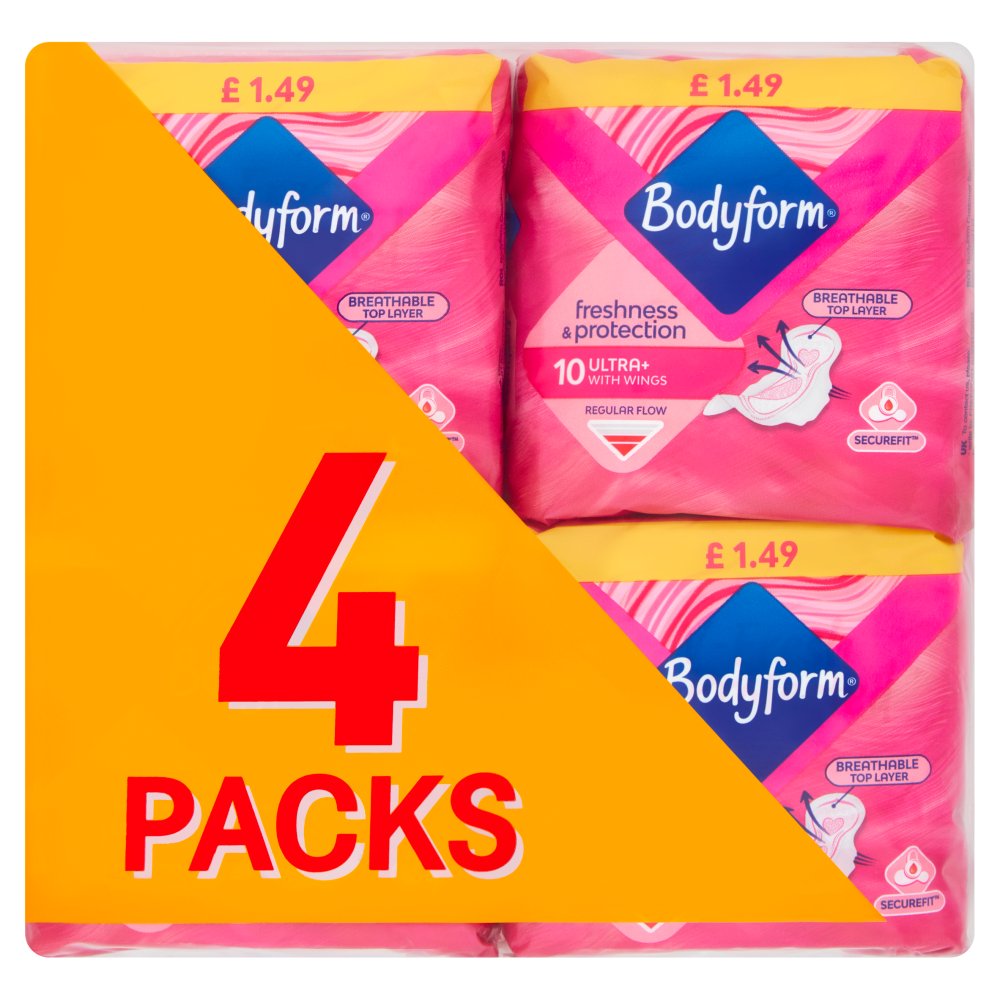 Bodyform Ultra+ with Wings 4 Packs (Pack of 12)