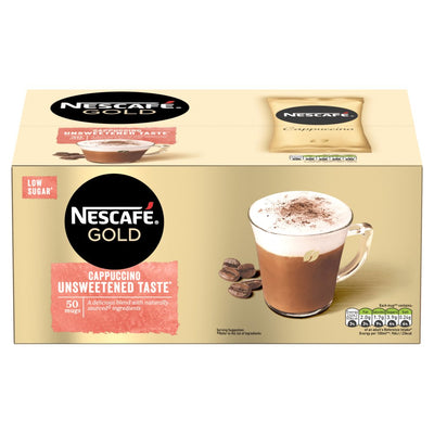 Nescafe Gold Cappuccino Unsweetened Instant Coffee 50 x 14.2g Sachets (Pack of 1)