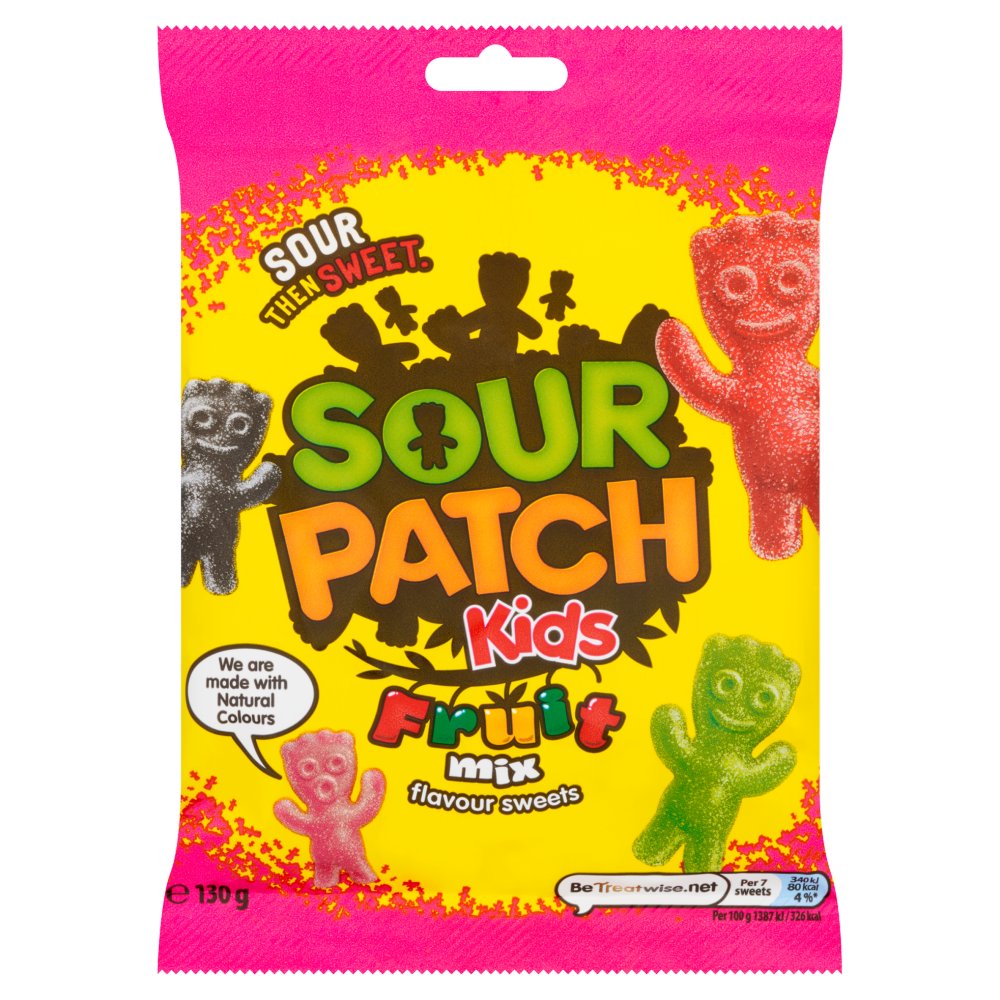 Sour Patch Kids Fruit Mix Flavour Sweets 130g (Pack of 10)