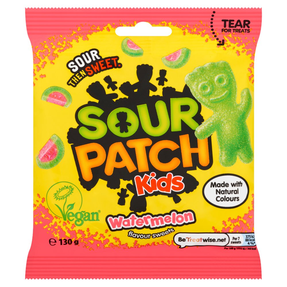 Sour Patch Kids Watermelon Flavour Sweets 130g (Pack of 10)