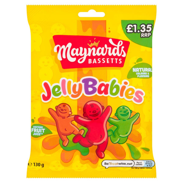 Maynards Bassetts Jelly Babies Sweets Bag 130g (Pack of 10)