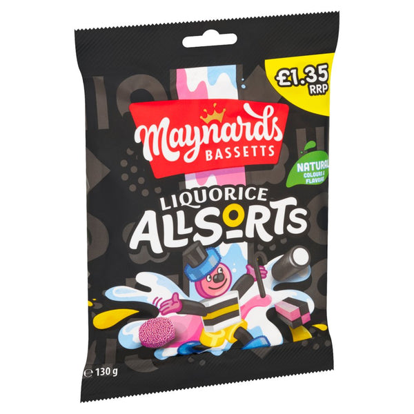 Maynards Bassetts Liquorice Allsorts Sweets Bag 130g (Pack of 10)