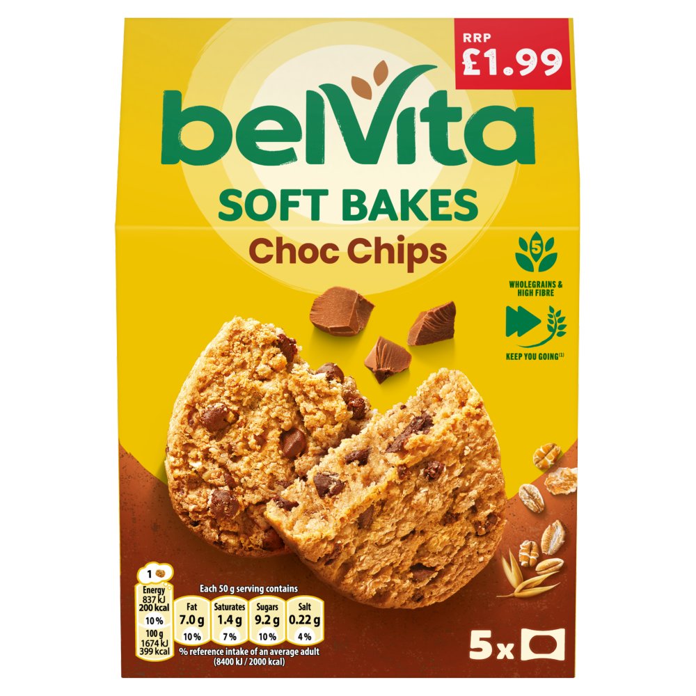 Belvita Breakfast Biscuits Soft Bakes Choc Chips 250g (Pack of 6 ...