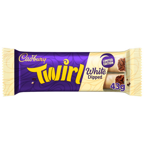Cadbury Twirl White Dipped Chocolate Bar 43g  (Pack of 48)