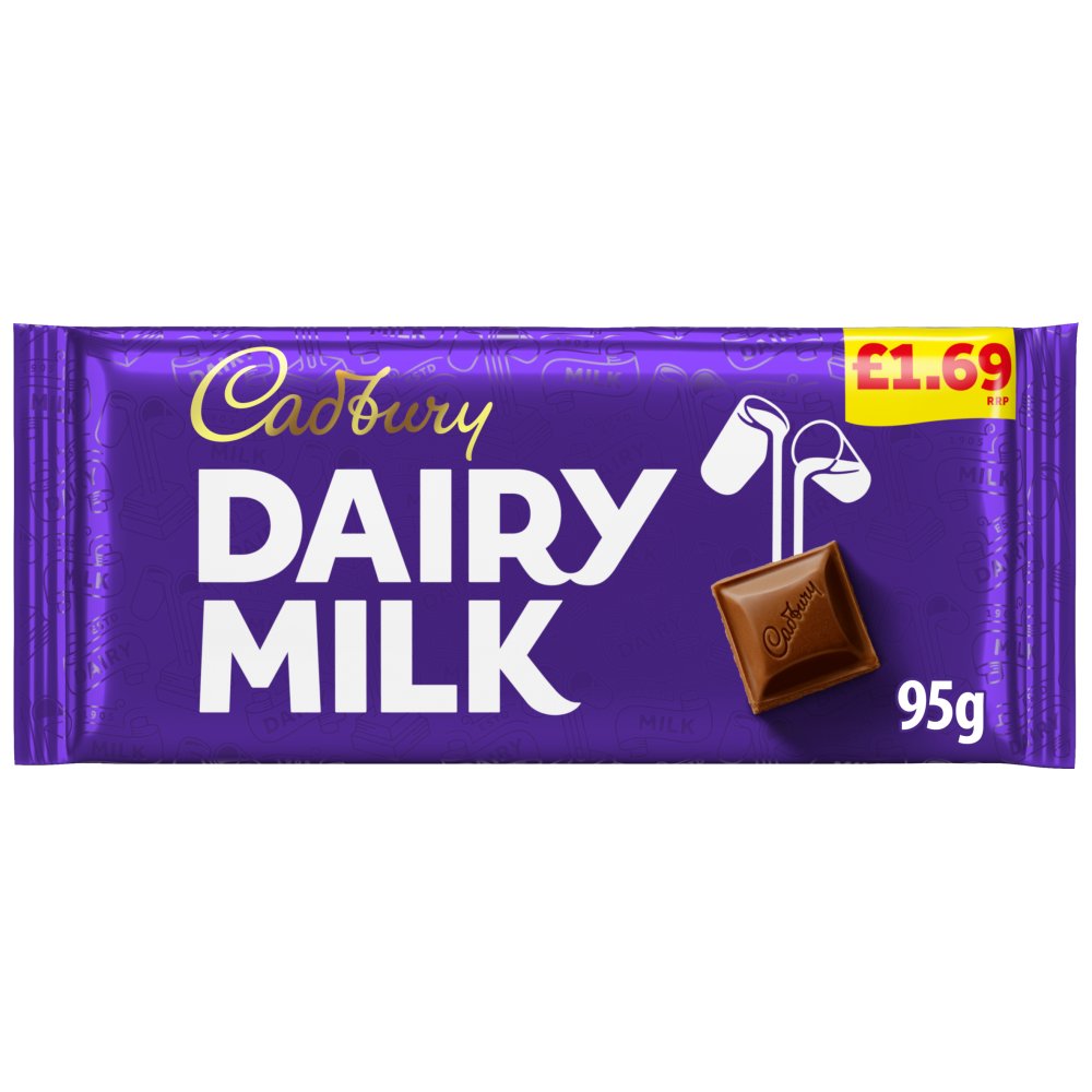 Cadbury Dairy Milk Chocolate Bar 95g (Pack of 22)