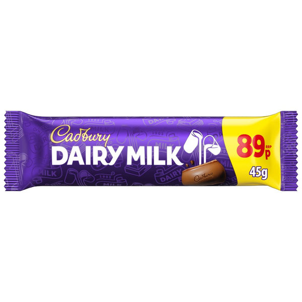 Cadbury Dairy Milk Chocolate Bar 45g (Pack of 48)