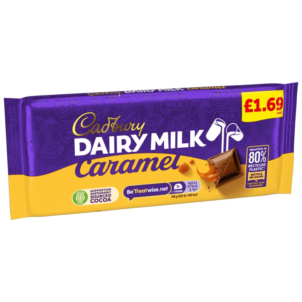 Cadbury Dairy Milk Caramel Chocolate Bar 120g (Pack of 16)