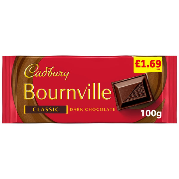 Cadbury Bournville Classic Dark Chocolate Bar 100g (Pack of 18)