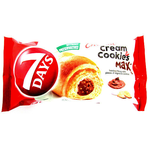 7Days Hazelnut Cream & Cookies Croissant 80g (Pack of 1)