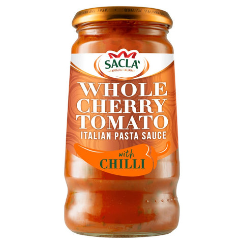 Sacla' Whole Cherry Tomato Italian Pasta Sauce with Chilli 350g (Pack of 6)