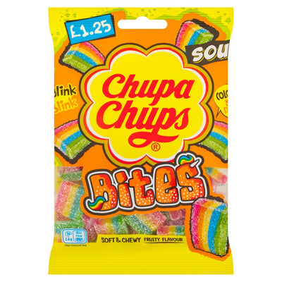 Chupa Chups Soft & Chewy Fruity Flavour Sour Bites 120g (Pack of 12)