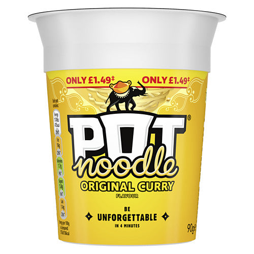 POT noodle Original Curry Flavour 90g (Pack of 12)