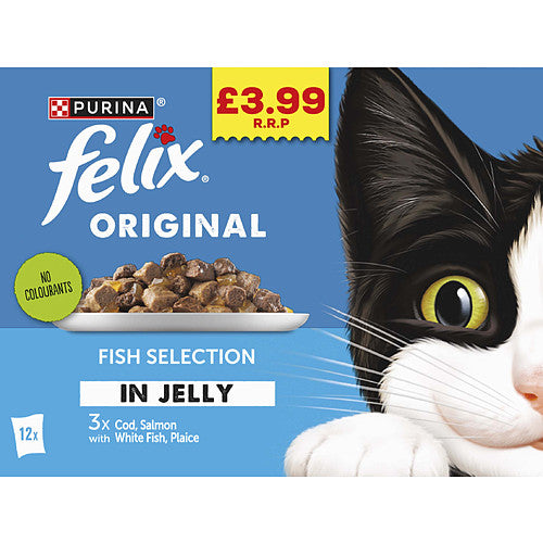 FELIX Original Fish Selection in Jelly Wet Cat Food 85g (Pack of 12)
