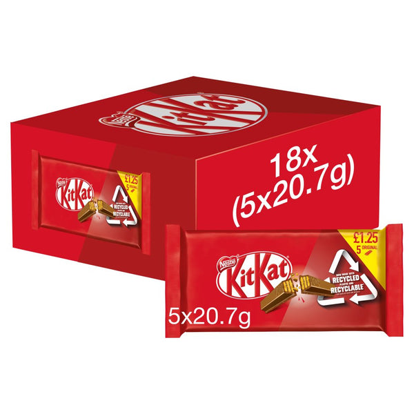 Kit Kat 2 Finger Milk Chocolate Biscuit Bar Multipack 107.5g (Pack of 18)