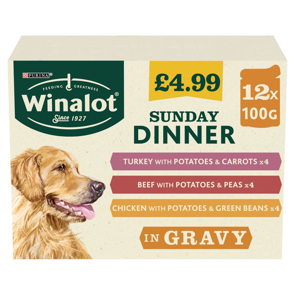 Winalot Sunday Dinner in Gravy 12x100g (Pack of 4)