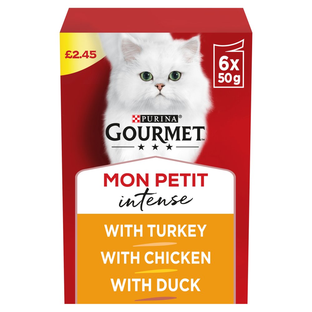 GOURMET Mon Petit Meaty Variety Duck, Chicken, Turkey Wet Cat Food 50g (Pack of 6)