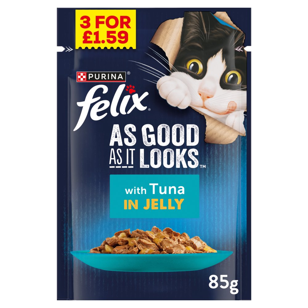 FELIX As Good As it Looks Tuna in Jelly Wet Cat Food 85g Pack of 26)