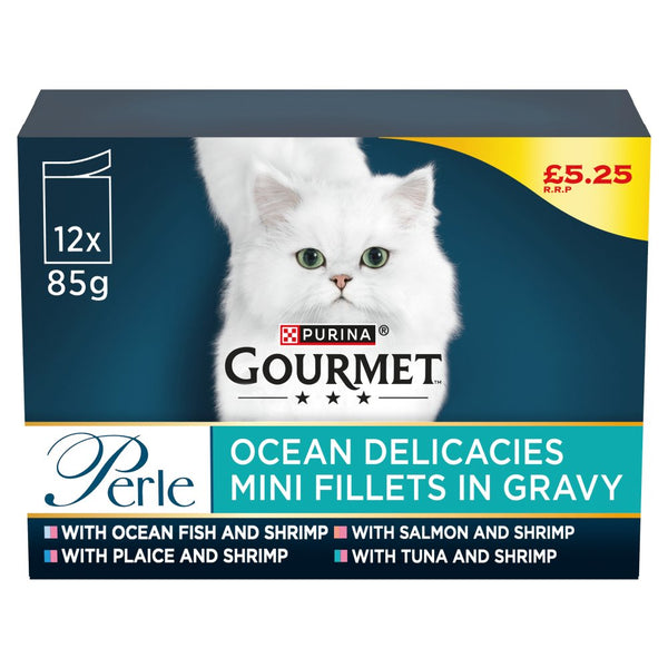 Gourmet Perle Ocean Delicacies Mini Fillets in Gravy 85g x 12 (Pack of 4)