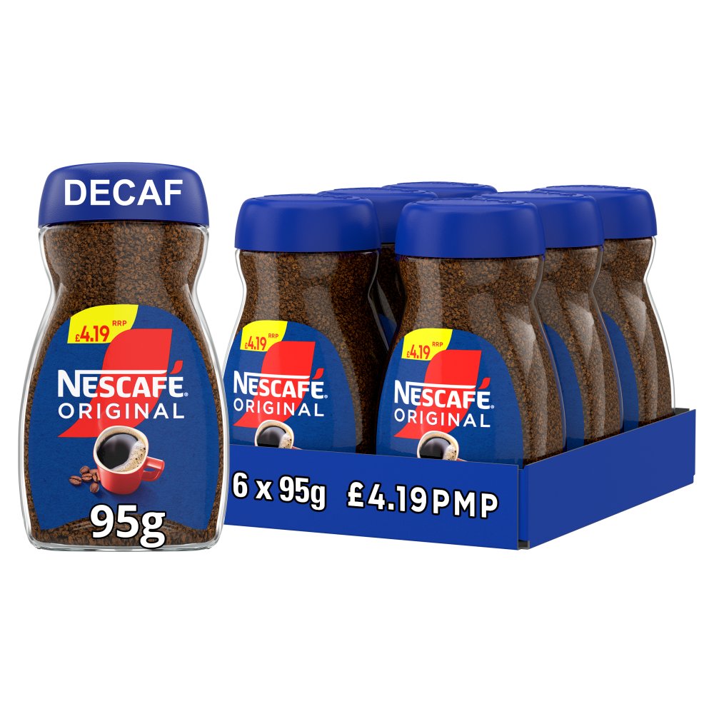 Nescafe Original Decaf Instant Coffee 95g (Pack of 6)