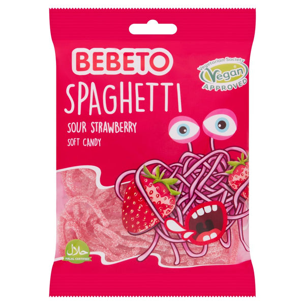 Bebeto Spaghetti Sour Strawberry Soft Candy 70g (Pack of 80)
