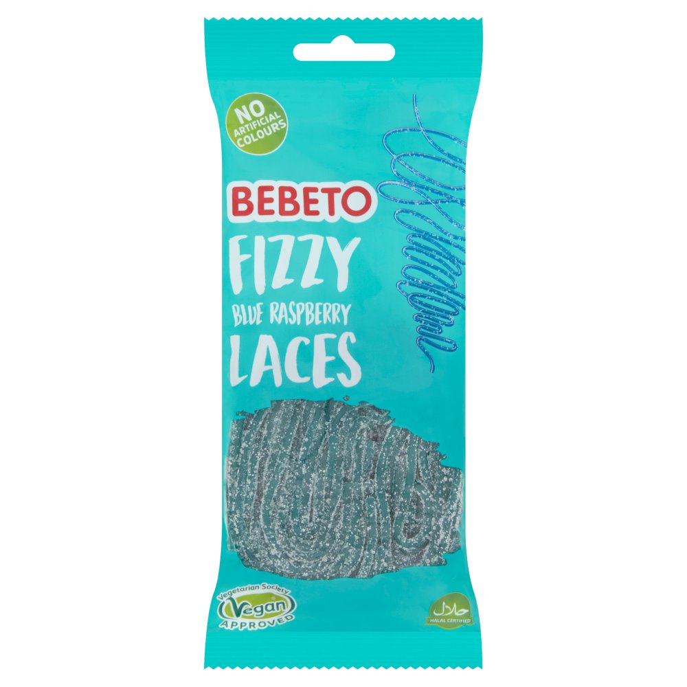 Bebeto Fizzy Blue Raspberry Laces 160g (Pack of 48)